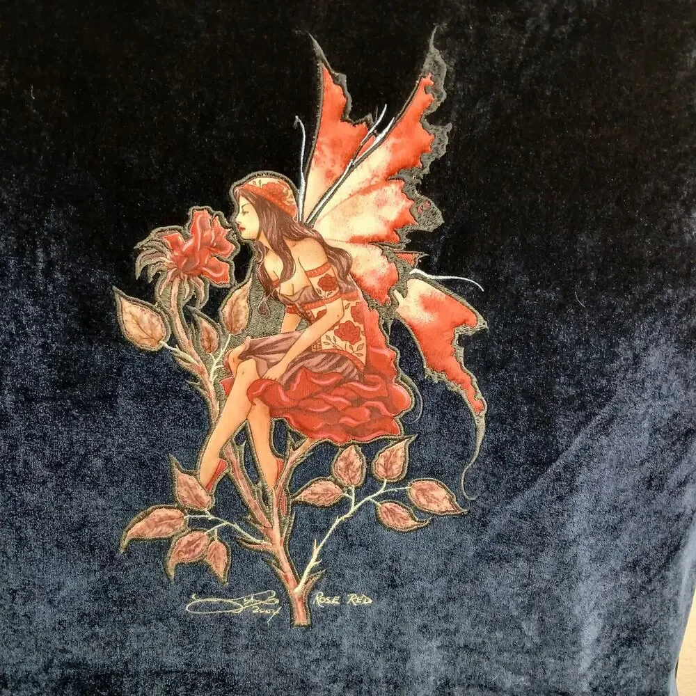 Auto Expressions Amy Brown Fairy Rose Blue Velvet Universal-Fit Front Seat Cover - Picture 14 of 14